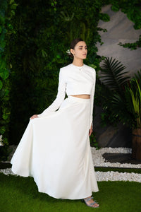 Jupe et haut pour mariage civil, look de mariage moderne