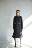 Manteau long femme créateur en laine à carreaux
