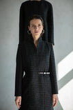Manteau femme noir mi-saison créateur sur mesure en laine