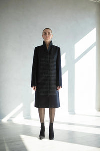 Manteau en laine 100% fait main, coupe longue et droite