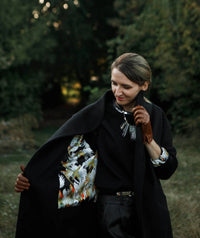 Doublure imprimée du manteau oversize en laine